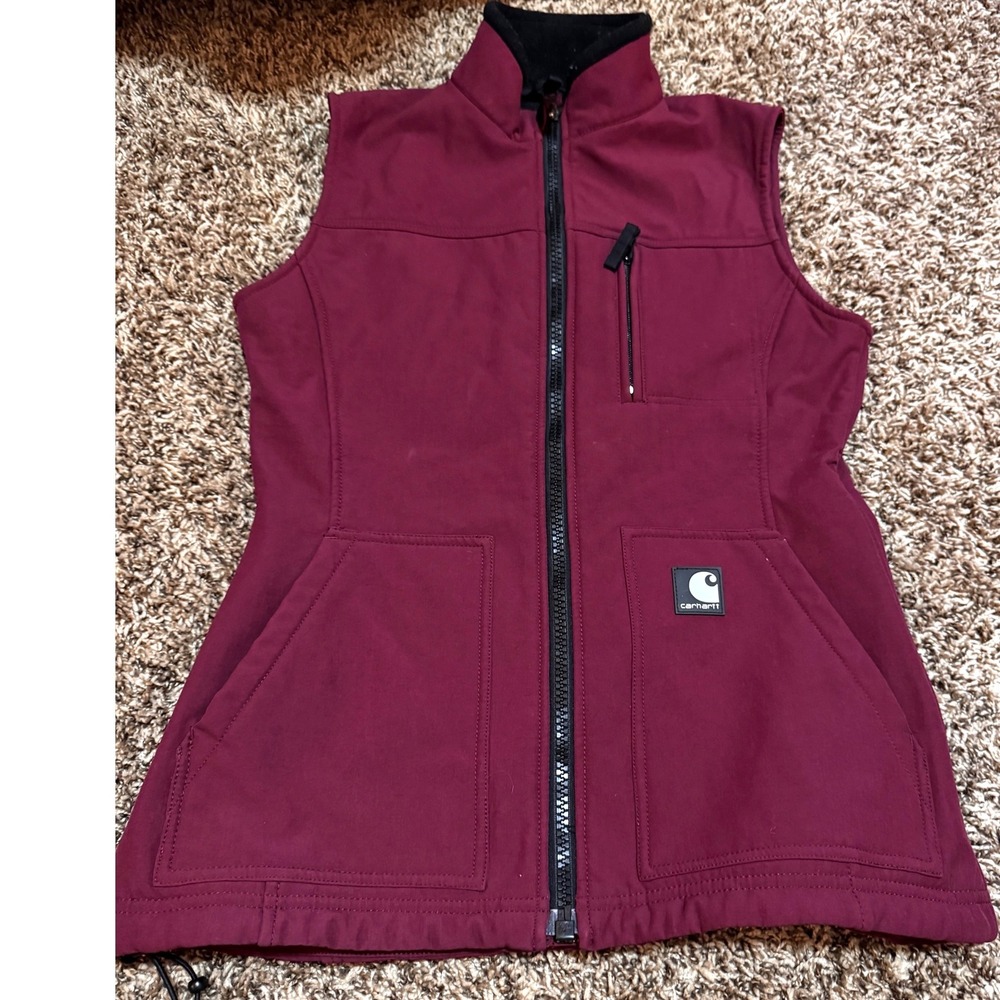 Carhartt Women WV002 BRG Burgundy Softshell Full Zip Vest XS Regular
